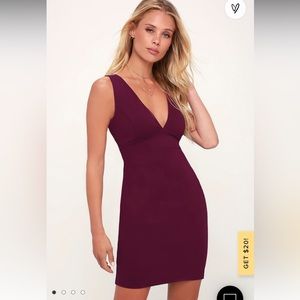 Lulu’s Babes and Bubbly Burgundy Bodycon Dress